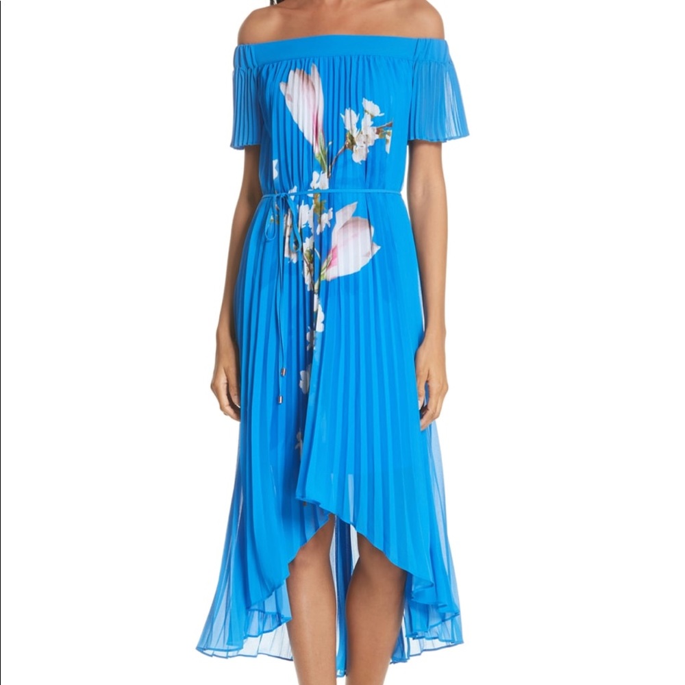 Ted baker harmony pleated high low dress